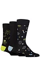 Mens 3 Pair SOCKSHOP Lazy Panda Novelty Bamboo Socks - Alien Space