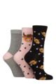 Women's 3 Pair SOCKSHOP Lazy Panda Novelty Bamboo Socks - Highland Cow