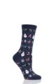 Ladies 1 Pair SOCKSHOP Christmas Design Socks - Navy
