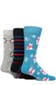 Mens 3 Pair SOCKSHOP Lazy Panda Christmas Bamboo Socks - Polar Bear / Penguin