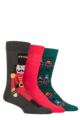 Mens 3 Pair SOCKSHOP Lazy Panda Christmas Bamboo Socks - Nutcracker