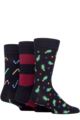 Mens 3 Pair SOCKSHOP Lazy Panda Christmas Bamboo Socks - Trees / Candycane