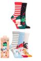 Ladies 5 Pair SOCKSHOP Lazy Panda Christmas Gift Boxed Bamboo Socks - Christmas Characters