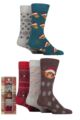 Mens 5 Pair SOCKSHOP Lazy Panda Christmas Gift Boxed Bamboo Socks - Christmas