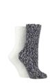 Ladies 2 Pair SOCKSHOP Cosy Slipper Socks with Grip - Raw Silk