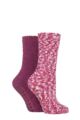 Ladies 2 Pair SOCKSHOP Cosy Slipper Socks with Grip - Winter Berry