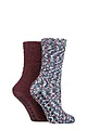 Women's 2 Pair SOCKSHOP Cosy Slipper Socks with Grip - Blue Coral