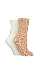 Women's 2 Pair SOCKSHOP Cosy Slipper Socks with Grip - Pumpkin Spice
