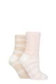 Ladies 2 Pair SOCKSHOP Fluffy and Cosy Leisure Socks - Shetland / Pink