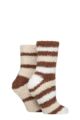 Women's 2 Pair SOCKSHOP Fluffy and Cosy Leisure Socks - Fresh Coffee