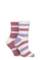 Women's 2 Pair SOCKSHOP Fluffy and Cosy Leisure Socks - Petal