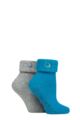 Ladies 2 Pair SOCKSHOP Thermal Home and Bed Socks - Blue Coral