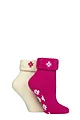Women's 2 Pair SOCKSHOP Thermal Home and Bed Socks - Fuchsia / Cream