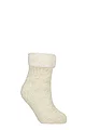 Women's 1 Pair SOCKSHOP Faux Fur Lined Chenille Cable Slipper Socks - Off White
