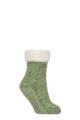 Women's 1 Pair SOCKSHOP Faux Fur Lined Chenille Cable Slipper Socks - Sage