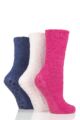 Ladies 3 Pair SOCKSHOP Super Cosy Socks with Grips - Raspberry Sorbet