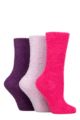 Ladies 3 Pair SOCKSHOP Super Cosy Socks  - Raspberry