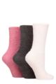 Ladies 3 Pair SOCKSHOP Super Cosy Socks  - Wild Rose