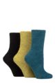 Ladies 3 Pair SOCKSHOP Super Cosy Socks  - Blue Coral