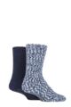 Men's 2 Pair SOCKSHOP Cosy Slipper Socks with Grip - Navy