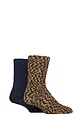 Men's 2 Pair SOCKSHOP Cosy Slipper Socks with Grip - Mustard