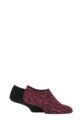 Men's 2 Pair SOCKSHOP Cosy Low Cut Slipper Socks with Grip - Black / Red