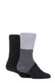 Men's 2 Pair SOCKSHOP Stripe & Plain Cosy Slipper Socks with Grip - Black