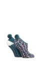 Ladies 2 Pair SOCKSHOP Pom Pom Mary Jane Socks - Blue Coral