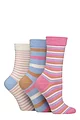 Women's 3 Pair SOCKSHOP Gentle Bamboo Socks with Smooth Toe Seams in Plains and Stripes - Ocean View