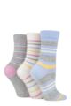 Ladies 3 Pair SOCKSHOP Gentle Bamboo Socks with Smooth Toe Seams in Plains and Stripes - Pastel Stripe