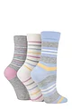 Women's 3 Pair SOCKSHOP Gentle Bamboo Socks with Smooth Toe Seams in Plains and Stripes - Pastel Stripe