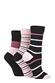 Women's 3 Pair SOCKSHOP Gentle Bamboo Socks with Smooth Toe Seams in Plains and Stripes - Dust Stripes