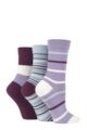 Ladies 3 Pair SOCKSHOP Gentle Bamboo Socks with Smooth Toe Seams in Plains and Stripes - Kentucky Blue Stripes