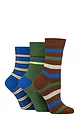 Women's 3 Pair SOCKSHOP Gentle Bamboo Socks with Smooth Toe Seams in Plains and Stripes - Cobalt Energy