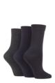 Ladies 3 Pair SOCKSHOP Gentle Bamboo Socks with Smooth Toe Seams in Plains and Stripes - Black / Navy / Grey