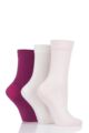 Ladies 3 Pair SOCKSHOP Gentle Bamboo Socks with Smooth Toe Seams in Plains and Stripes - Pinks