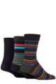 Mens 3 Pair SOCKSHOP Comfort Cuff Gentle Bamboo Striped Socks with Smooth Toe Seams - Beach Hut