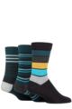 Mens 3 Pair SOCKSHOP Comfort Cuff Gentle Bamboo Striped Socks with Smooth Toe Seams - Wetlands