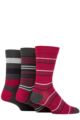 Mens 3 Pair SOCKSHOP Comfort Cuff Gentle Bamboo Striped Socks with Smooth Toe Seams - Merlot / Charcoal