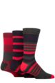 Mens 3 Pair SOCKSHOP Comfort Cuff Gentle Bamboo Striped Socks with Smooth Toe Seams - Cabernet