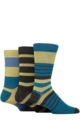 Mens 3 Pair SOCKSHOP Comfort Cuff Gentle Bamboo Striped Socks with Smooth Toe Seams - Spanish Moss