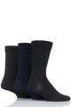 Mens 3 Pair SOCKSHOP Comfort Cuff Plain Gentle Bamboo Socks with Smooth Toe Seams - Black / Navy / Grey