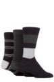 Mens 3 Pair SOCKSHOP Comfort Cuff Gentle Bamboo Striped Socks with Smooth Toe Seams - Monochrome