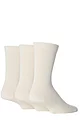 Mens 3 Pair SOCKSHOP Comfort Cuff Plain Gentle Bamboo Socks with Smooth Toe Seams - White