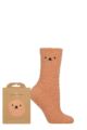 Women's 1 Pair SOCKSHOP Teddy Bear Cosy Gift Boxed Socks - Coral