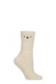 Women's 1 Pair SOCKSHOP Teddy Bear Cosy Gift Boxed Socks - Stone
