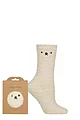 Women's 1 Pair SOCKSHOP Teddy Bear Cosy Gift Boxed Lounge Socks - Stone