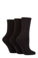 Ladies 3 Pair SOCKSHOP Cushioned Bamboo Boot Socks - Black