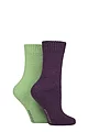 Women's 2 Pair SOCKSHOP Wool Mix Striped and Plain Boot Socks - Wild Terrain Plain