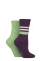 Women's 2 Pair SOCKSHOP Wool Mix Striped and Plain Boot Socks - Wild Terrain Striped